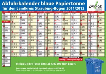 Abfuhrkalender blaue Papiertonne - ZAW-SR