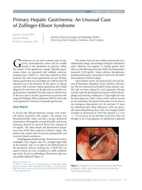 Primary Hepatic Gastrinoma: An Unusual Case of Zollinger-Ellison ...