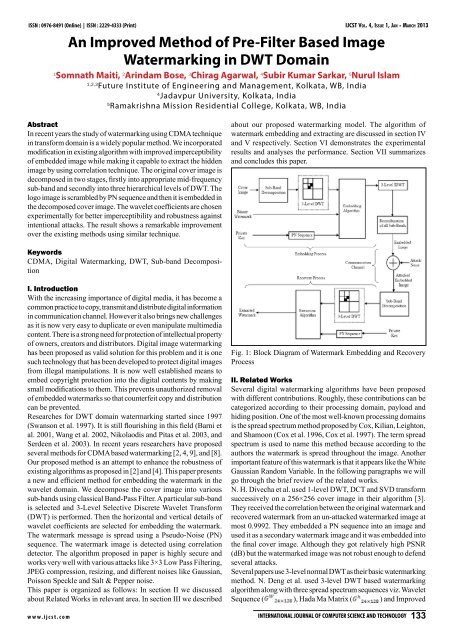 An Improved Method of Pre-Filter Based Image ... - Arindam Bose