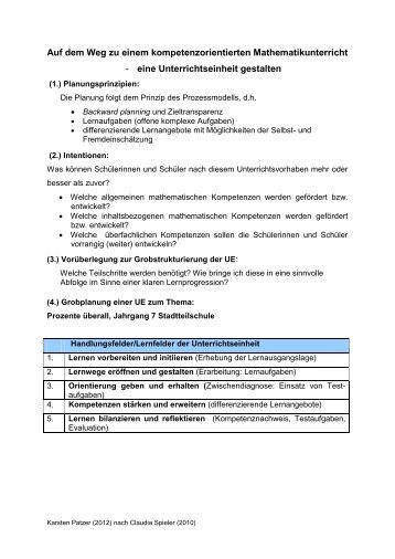 Kompetenzorientierte Unterrichtseinheit Mathematik “Prozente überall”