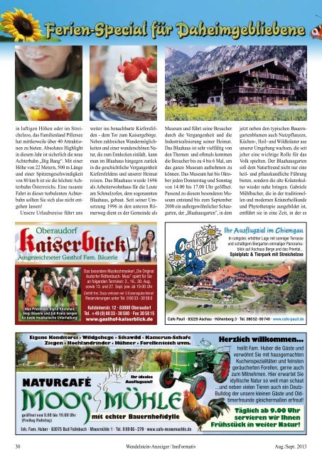 Ausgabe vom August 2013 - Wendelstein Anzeiger