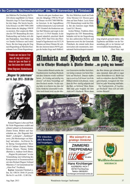 Ausgabe vom August 2013 - Wendelstein Anzeiger