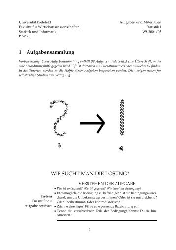 alte Aufgabensammlung zur Statistik I - Fakultät für ...