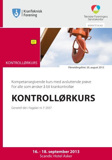 KONTROLLØRKURS - Tekniske Foreningers Servicekontor AS