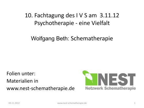 Schematherapie (Vortrag als PDF)