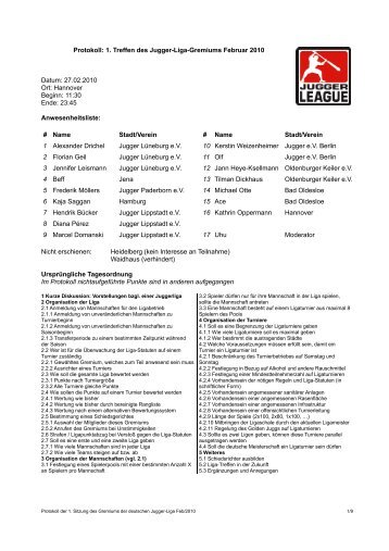Jugger Deutschland 1. Tagung Liga-Gremium