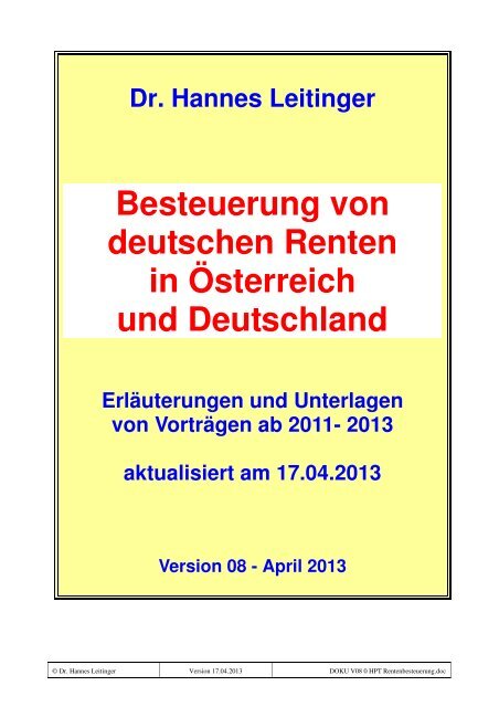 Doku V08 0 Hpt Rentenbesteuerung Pdf 204 7 Kb Webnode