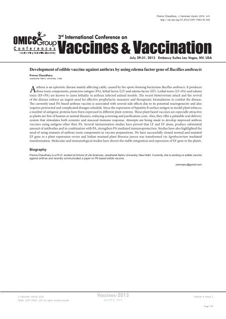 Vaccines-2013 - OMICS Group