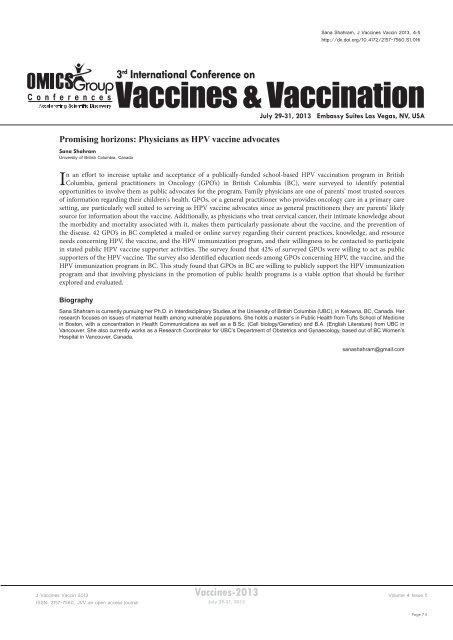 Vaccines-2013 - OMICS Group