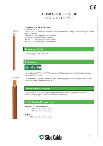 DOMESTIQUE RIGIDE H07 V-U / H07 V-R - Silec Cable