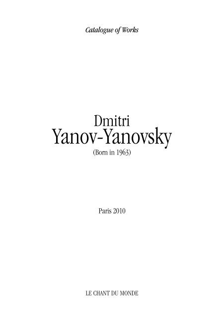 Yanov-Yanovsky - Le Chant Du Monde