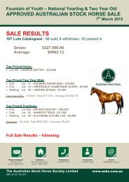 Full Sale Results – following - Australian Stock Horse Society