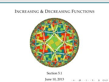 INCREASING & DECREASING FUNCTIONS