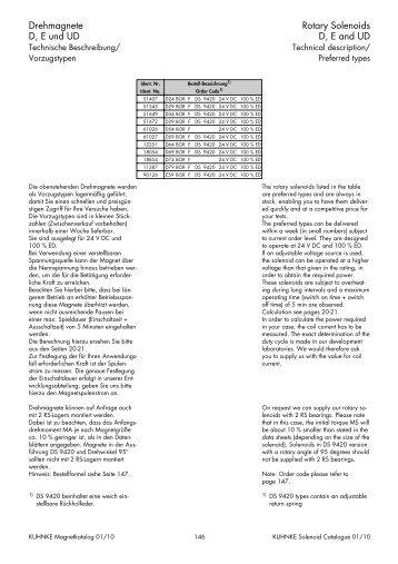 Drehmagnete D, E und UD Rotary Solenoids D, E and UD - Elfa