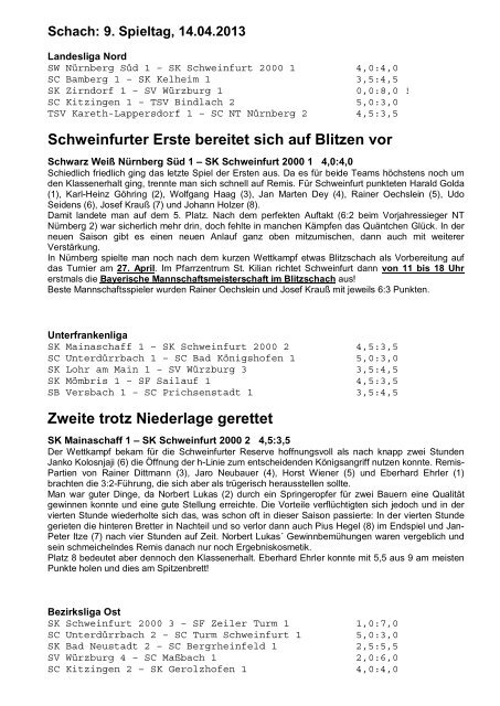 Bericht - Schachklub Schweinfurt 2000