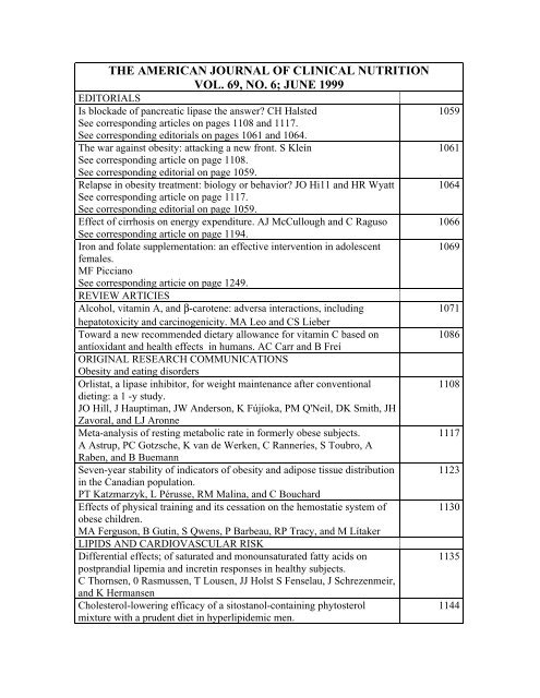 the american journal of clinical nutrition vol. 69, no. 6; june 1999