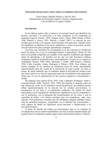 Motivación interpersonal y metas vitales en estudiantes universitarios