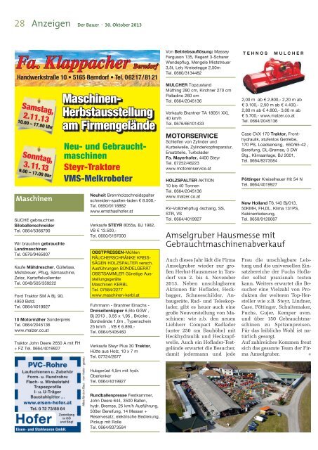 Der Bauer . 30. Oktober 2013 - Landwirtschaftskammer Oberösterreich