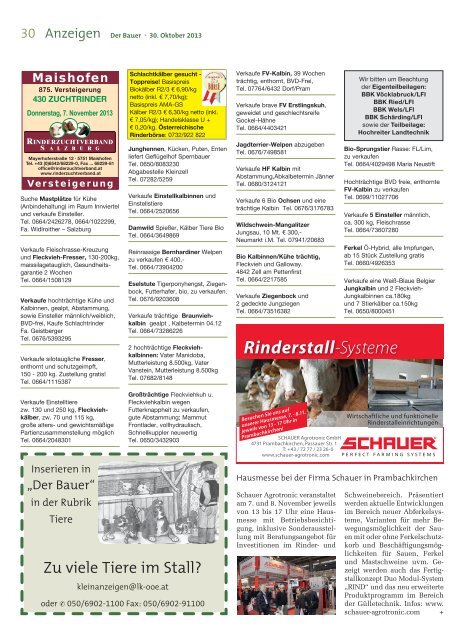 Der Bauer . 30. Oktober 2013 - Landwirtschaftskammer Oberösterreich