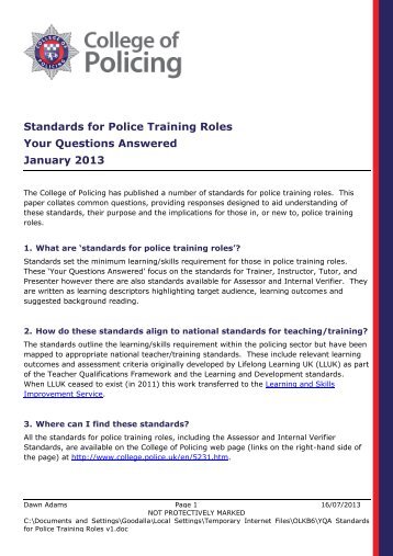 Standards for Police Training Roles Your Questions Answered ...