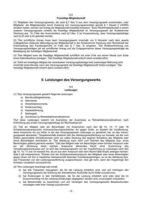 Versorgungsstatut der Ärztekammer Hamburg - Versorgungswerk ...