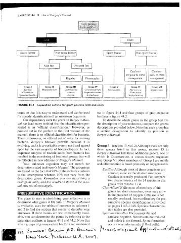 EXERCISE 44 I Use of Bergey's Manual