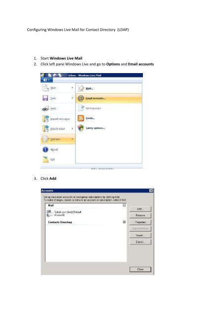 windows live mail adding contacts