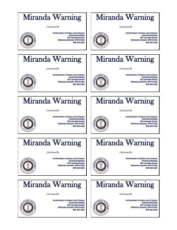 Miranda Warning - the Department of Criminal Justice Training