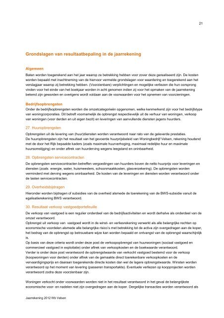 Jaarrekening 2012 - Woningbedrijf Velsen