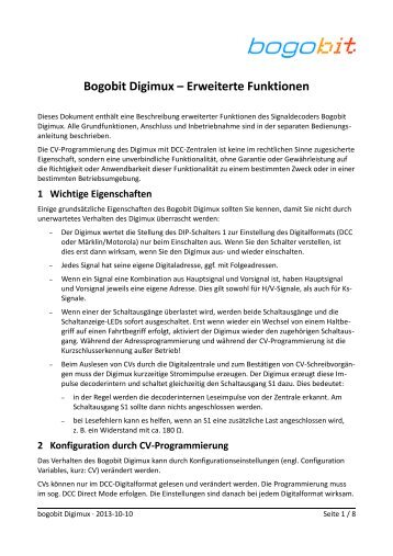 Digimux: Beschreibung Erweiterte Funktionen (PDF) - bogobit