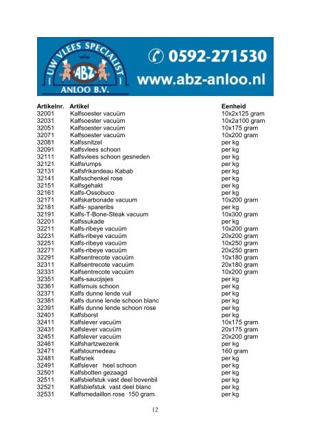 ABZ ANLOO BV Assortiment