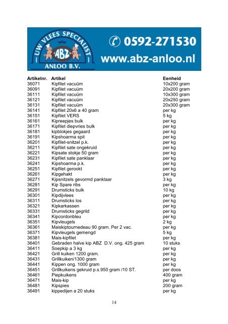 ABZ ANLOO BV Assortiment