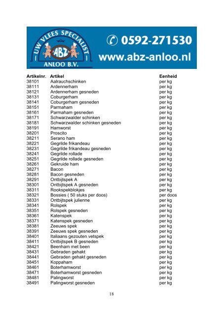 ABZ ANLOO BV Assortiment