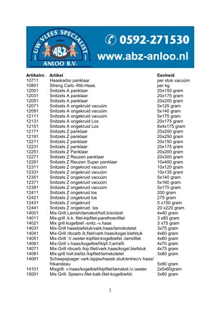 ABZ ANLOO BV Assortiment