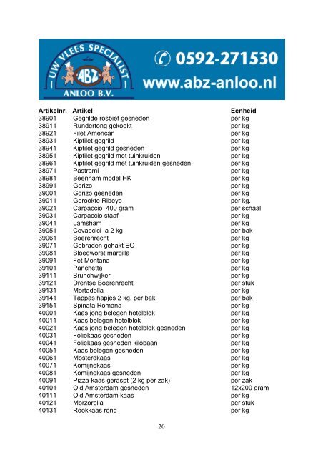 ABZ ANLOO BV Assortiment