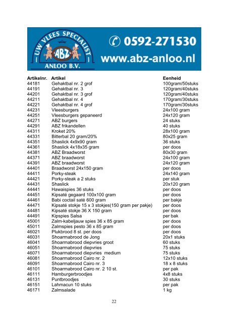 ABZ ANLOO BV Assortiment