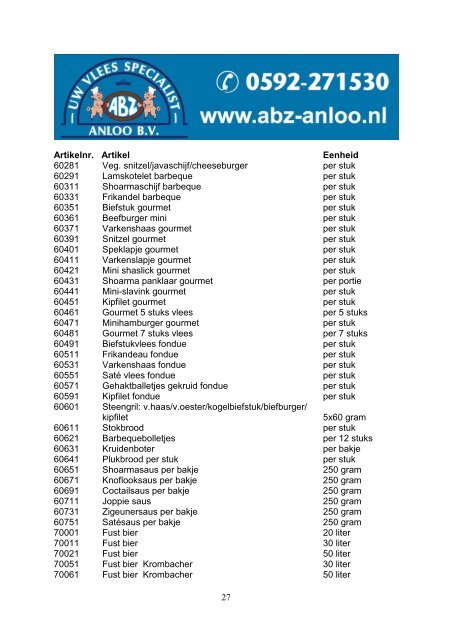 ABZ ANLOO BV Assortiment