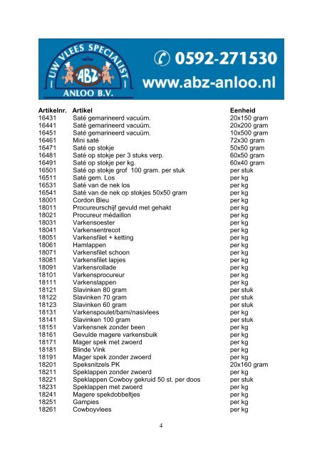 ABZ ANLOO BV Assortiment