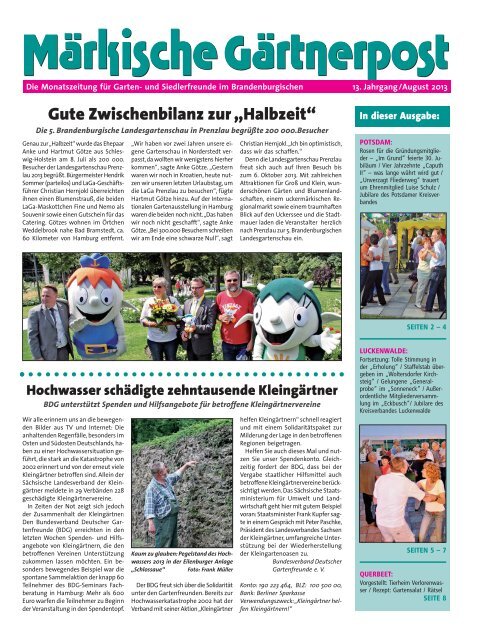 Ausgabe 08 / 2013 Kreisverband Potsdam der Gartenund