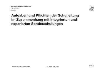 5 Aufgaben und Pflichten der Schulleitung - Volksschulamt - Kanton ...