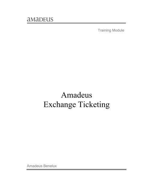 Amadeus Exchange Ticketing