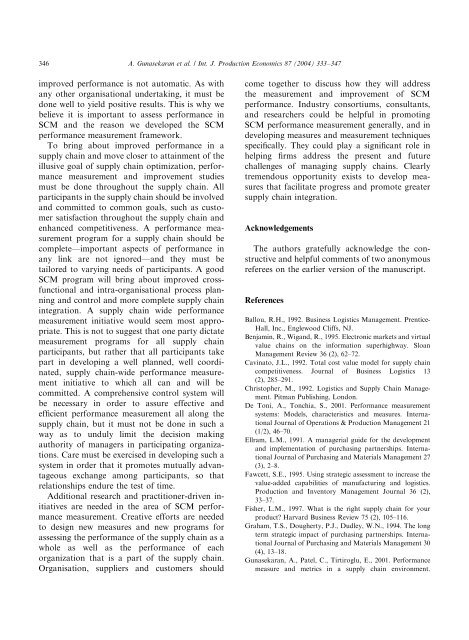 A framework for supply chain performance measurement