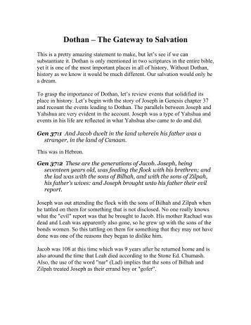 Dothan – The Gateway to Salvation - Emet Yahshua Outreach