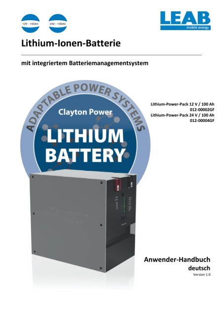 Handbuch Lithium Power System - Deutsch - LEAB Automotive