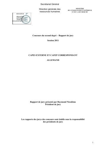 capes externe et cafep 2011 - Ministère de l'Éducation nationale