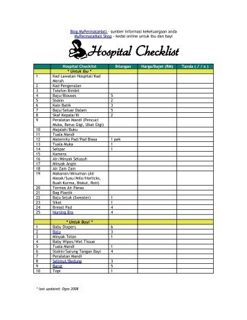Hospital Checklist - MyPermataHati Shop