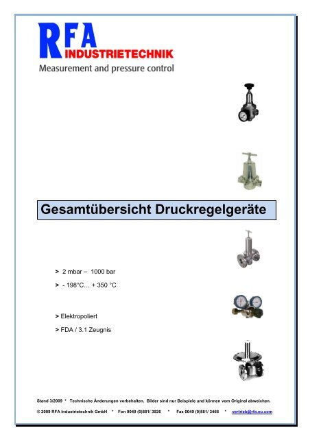 Druckregler Gesamtübersicht (PDF) - Druckminderer