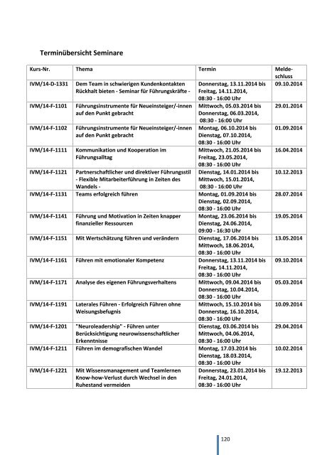 Programm für Führungskräfte 2014 - Verwaltungsakademie Berlin