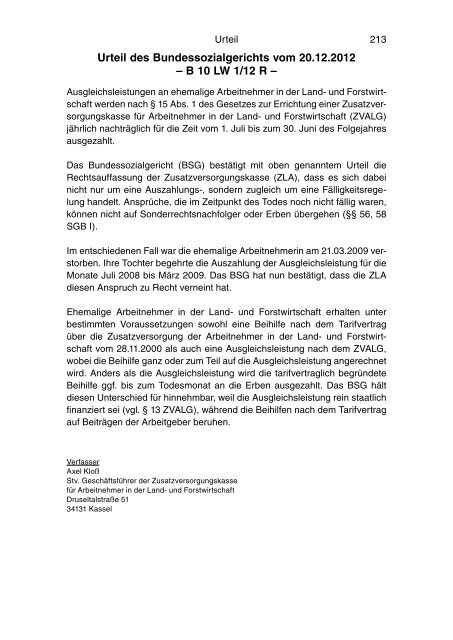 SdL 2/2013 - Sozialversicherung für Landwirtschaft, Forsten und ...