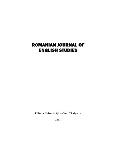 Romanian Journal Of English Studies West University Of